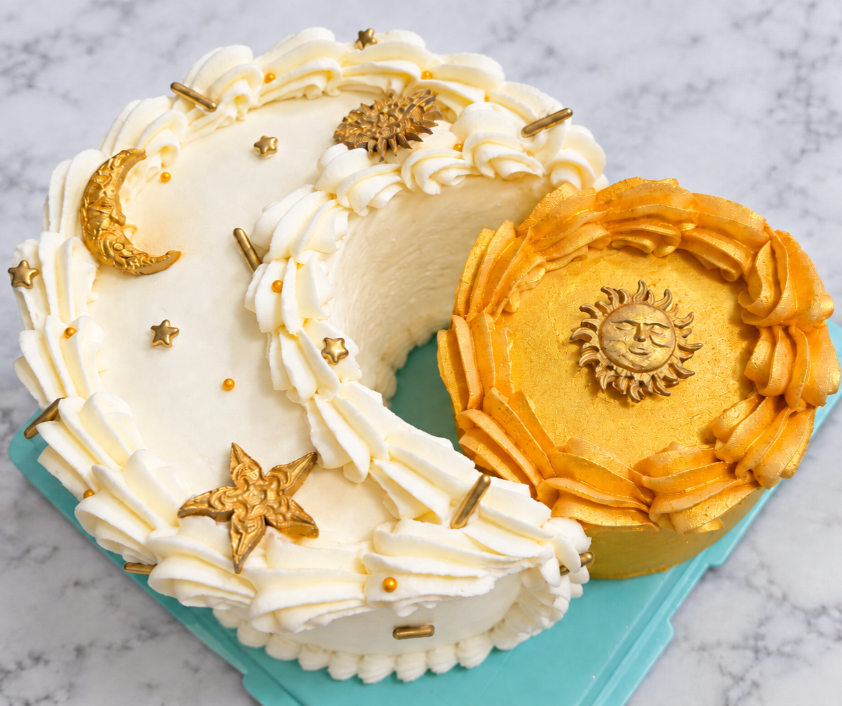 Sun and moon themed custom cake