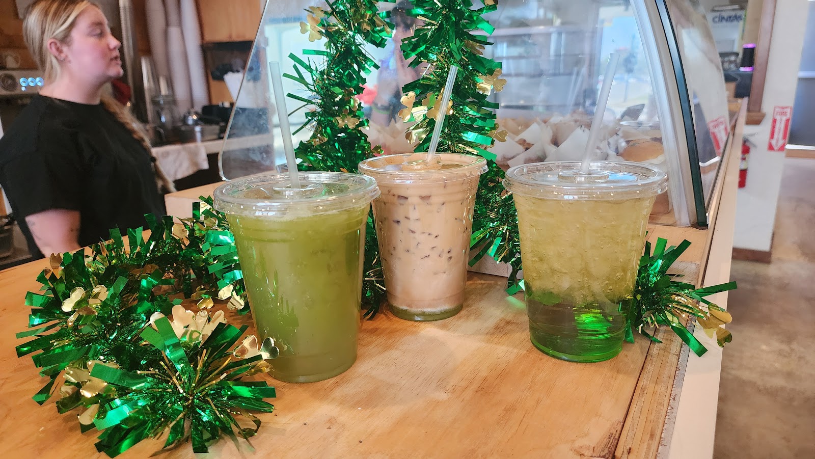 Colorful iced coffee and tea drinks at Moonrise Cafe