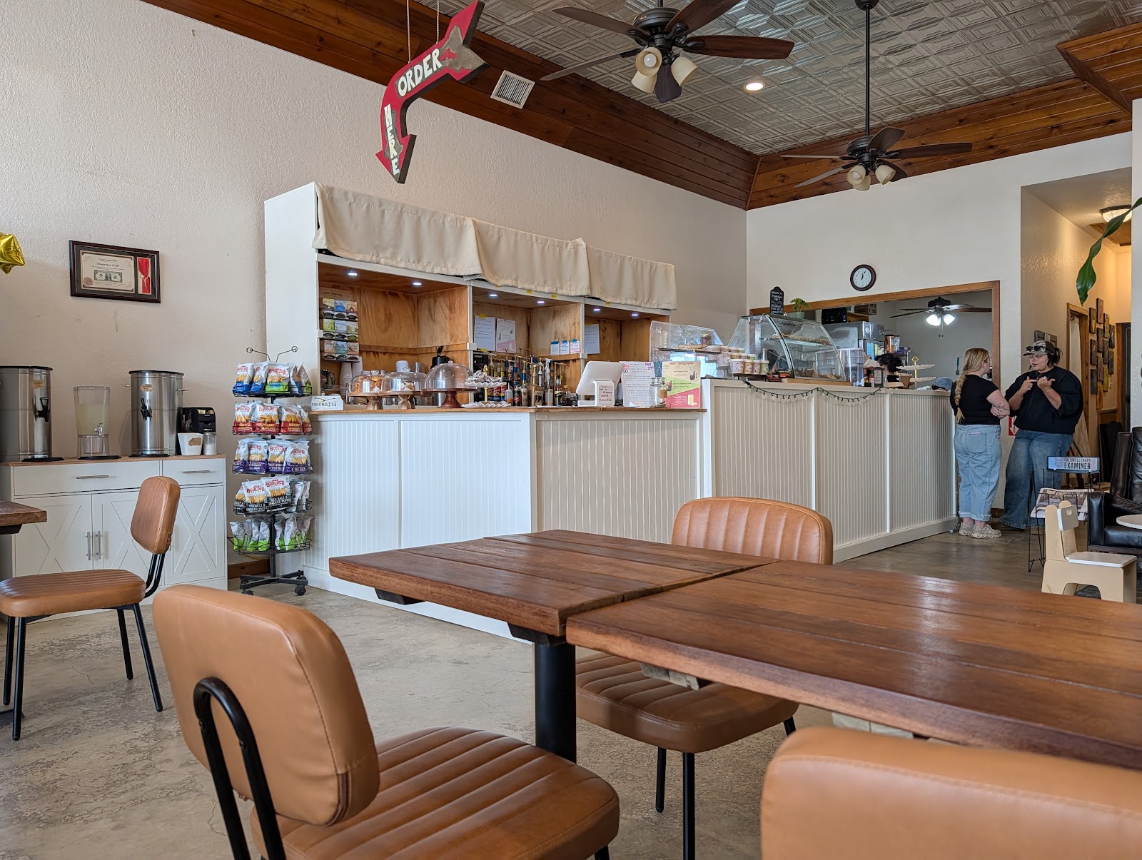 Order counter and seating area inside Moonrise Cafe